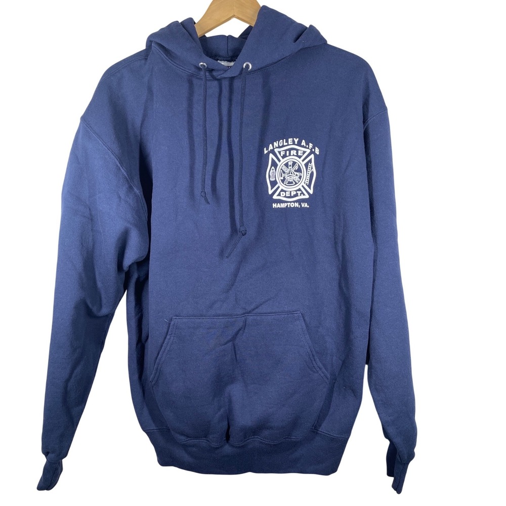 Langley AFB Fire Dept Hoodie Navy Blue Mens Large